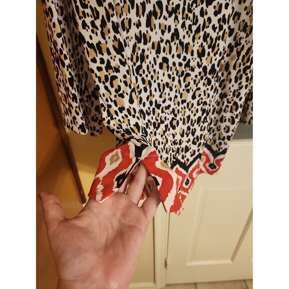 Chico's Leopard-Print 3/4 Sleeves Tunic Top w/ Red Trim Size 2 US 12/14 - Picture 7 of 9